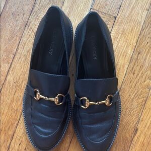 Black Loafers with Gold Accent